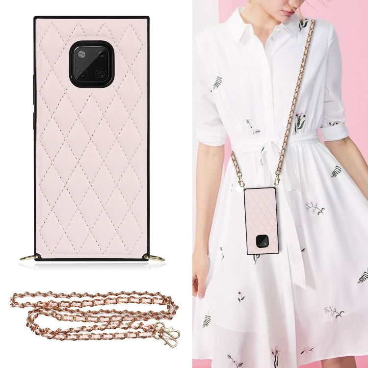 Elegante custodia antiurto in pelle microfibra con motivo rombico + TPU con tracolla a catena, For Huawei Mate 40 Pro, For Huawei Mate 20, For Huawei Mate 20 Lite, For Huawei Mate 20 Pro