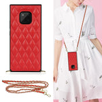 Elegante custodia antiurto in pelle microfibra con motivo rombico + TPU con tracolla a catena, For Huawei Mate 40 Pro, For Huawei Mate 20, For Huawei Mate 20 Lite, For Huawei Mate 20 Pro