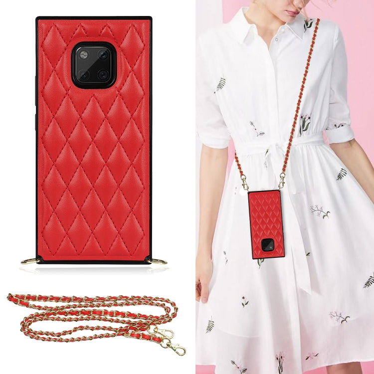 Elegante custodia antiurto in pelle microfibra con motivo rombico + TPU con tracolla a catena, For Huawei Mate 40 Pro, For Huawei Mate 20, For Huawei Mate 20 Lite, For Huawei Mate 20 Pro