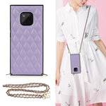 Elegante custodia antiurto in pelle microfibra con motivo rombico + TPU con tracolla a catena, For Huawei Mate 40 Pro, For Huawei Mate 20, For Huawei Mate 20 Lite, For Huawei Mate 20 Pro