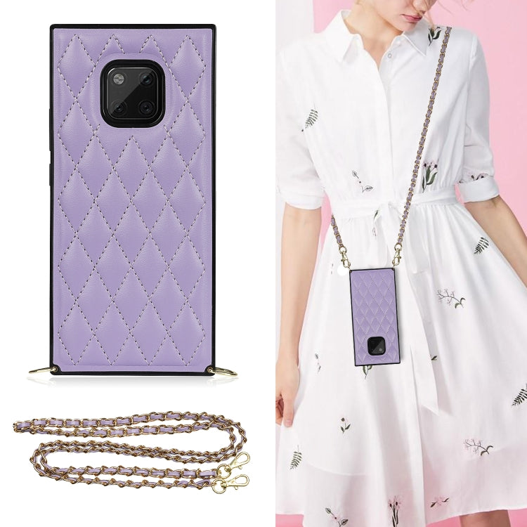 Elegante custodia antiurto in pelle microfibra con motivo rombico + TPU con tracolla a catena, For Huawei Mate 40 Pro, For Huawei Mate 20, For Huawei Mate 20 Lite, For Huawei Mate 20 Pro
