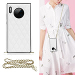 Elegante custodia antiurto in pelle microfibra con motivo rombico + TPU con tracolla a catena, For Huawei Mate 30, For Huawei P30 Pro, For Huawei P30 Lite, For Huawei P40