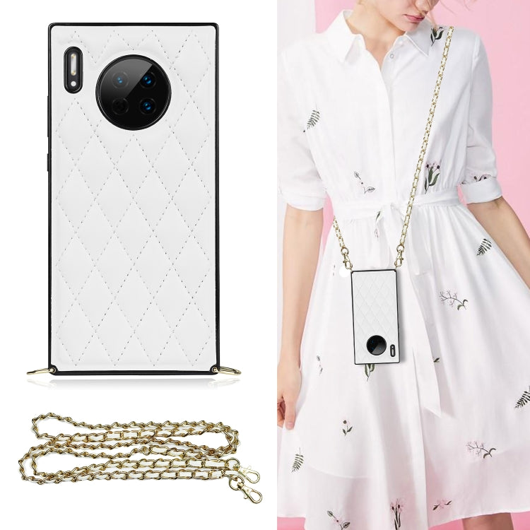 Elegante custodia antiurto in pelle microfibra con motivo rombico + TPU con tracolla a catena, For Huawei Mate 30, For Huawei P30 Pro, For Huawei P30 Lite, For Huawei P40