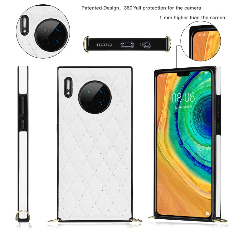 Elegante custodia antiurto in pelle microfibra con motivo rombico + TPU con tracolla a catena, For Huawei Mate 30, For Huawei P30 Pro, For Huawei P30 Lite, For Huawei P40