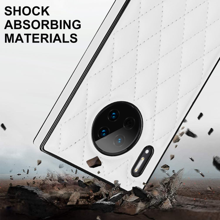Elegante custodia antiurto in pelle microfibra con motivo rombico + TPU con tracolla a catena, For Huawei Mate 30, For Huawei P30 Pro, For Huawei P30 Lite, For Huawei P40