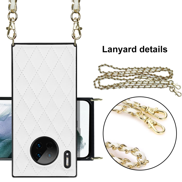 Elegante custodia antiurto in pelle microfibra con motivo rombico + TPU con tracolla a catena, For Huawei Mate 30, For Huawei P30 Pro, For Huawei P30 Lite, For Huawei P40