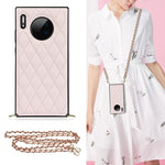 Elegante custodia antiurto in pelle microfibra con motivo rombico + TPU con tracolla a catena, For Huawei Mate 30, For Huawei P30 Pro, For Huawei P30 Lite, For Huawei P40