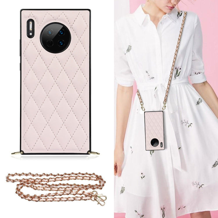 Elegante custodia antiurto in pelle microfibra con motivo rombico + TPU con tracolla a catena, For Huawei Mate 30, For Huawei P30 Pro, For Huawei P30 Lite, For Huawei P40