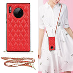 Elegante custodia antiurto in pelle microfibra con motivo rombico + TPU con tracolla a catena, For Huawei Mate 30, For Huawei P30 Pro, For Huawei P30 Lite, For Huawei P40