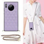 Elegante custodia antiurto in pelle microfibra con motivo rombico + TPU con tracolla a catena, For Huawei Mate 30, For Huawei P30 Pro, For Huawei P30 Lite, For Huawei P40