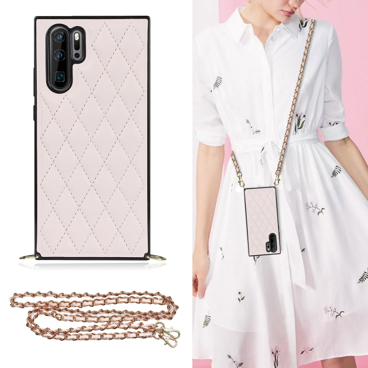 Elegante custodia antiurto in pelle microfibra con motivo rombico + TPU con tracolla a catena, For Huawei Mate 30, For Huawei P30 Pro, For Huawei P30 Lite, For Huawei P40
