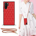 Elegante custodia antiurto in pelle microfibra con motivo rombico + TPU con tracolla a catena, For Huawei Mate 30, For Huawei P30 Pro, For Huawei P30 Lite, For Huawei P40