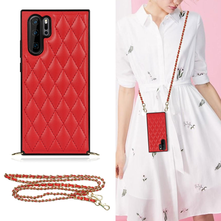 Elegante custodia antiurto in pelle microfibra con motivo rombico + TPU con tracolla a catena, For Huawei Mate 30, For Huawei P30 Pro, For Huawei P30 Lite, For Huawei P40