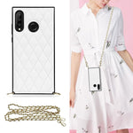 Elegante custodia antiurto in pelle microfibra con motivo rombico + TPU con tracolla a catena, For Huawei Mate 30, For Huawei P30 Pro, For Huawei P30 Lite, For Huawei P40