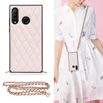 Elegante custodia antiurto in pelle microfibra con motivo rombico + TPU con tracolla a catena, For Huawei Mate 30, For Huawei P30 Pro, For Huawei P30 Lite, For Huawei P40