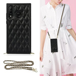 Elegante custodia antiurto in pelle microfibra con motivo rombico + TPU con tracolla a catena, For Huawei Mate 30, For Huawei P30 Pro, For Huawei P30 Lite, For Huawei P40