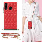 Elegante custodia antiurto in pelle microfibra con motivo rombico + TPU con tracolla a catena, For Huawei Mate 30, For Huawei P30 Pro, For Huawei P30 Lite, For Huawei P40