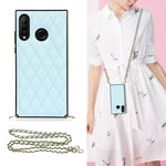 Elegante custodia antiurto in pelle microfibra con motivo rombico + TPU con tracolla a catena, For Huawei Mate 30, For Huawei P30 Pro, For Huawei P30 Lite, For Huawei P40