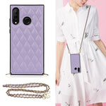 Elegante custodia antiurto in pelle microfibra con motivo rombico + TPU con tracolla a catena, For Huawei Mate 30, For Huawei P30 Pro, For Huawei P30 Lite, For Huawei P40