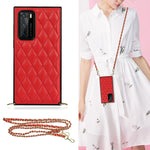 Elegante custodia antiurto in pelle microfibra con motivo rombico + TPU con tracolla a catena, For Huawei Mate 30, For Huawei P30 Pro, For Huawei P30 Lite, For Huawei P40