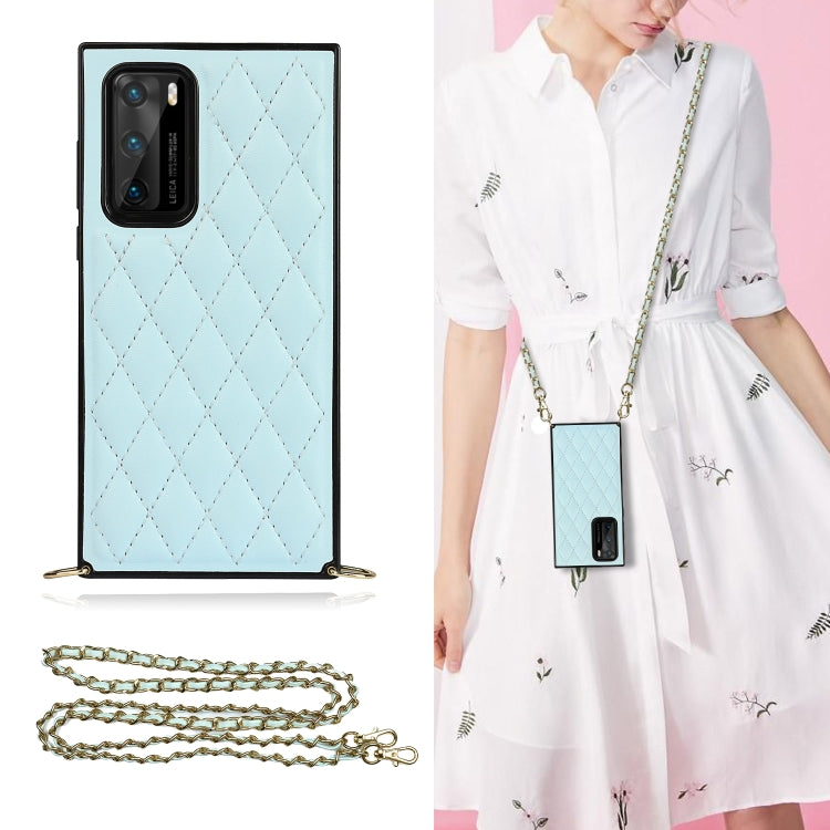 Elegante custodia antiurto in pelle microfibra con motivo rombico + TPU con tracolla a catena, For Huawei Mate 30, For Huawei P30 Pro, For Huawei P30 Lite, For Huawei P40