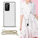 Elegante custodia antiurto in pelle microfibra con motivo rombico + TPU con tracolla a catena, For Huawei P40 Pro