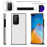 Elegante custodia antiurto in pelle microfibra con motivo rombico + TPU con tracolla a catena, For Huawei P40 Pro