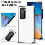 Elegante custodia antiurto in pelle microfibra con motivo rombico + TPU con tracolla a catena, For Huawei P40 Pro