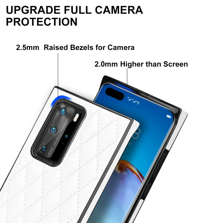 Elegante custodia antiurto in pelle microfibra con motivo rombico + TPU con tracolla a catena, For Huawei P40 Pro