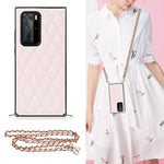 Elegante custodia antiurto in pelle microfibra con motivo rombico + TPU con tracolla a catena, For Huawei P40 Pro
