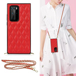 Elegante custodia antiurto in pelle microfibra con motivo rombico + TPU con tracolla a catena, For Huawei P40 Pro