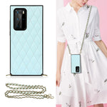 Elegante custodia antiurto in pelle microfibra con motivo rombico + TPU con tracolla a catena, For Huawei P40 Pro