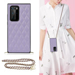 Elegante custodia antiurto in pelle microfibra con motivo rombico + TPU con tracolla a catena, For Huawei P40 Pro