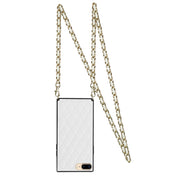 Elegante custodia antiurto in pelle microfibra con motivo rombico + TPU con tracolla a catena, For iPhone SE 2022 / SE 2020 / 8 / 7, For iPhone 8 Plus / 7 Plus, For iPhone X / XS, For iPhone XR