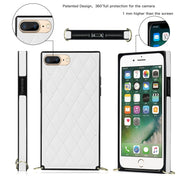Elegante custodia antiurto in pelle microfibra con motivo rombico + TPU con tracolla a catena, For iPhone SE 2022 / SE 2020 / 8 / 7, For iPhone 8 Plus / 7 Plus, For iPhone X / XS, For iPhone XR