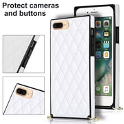 Elegante custodia antiurto in pelle microfibra con motivo rombico + TPU con tracolla a catena, For iPhone SE 2022 / SE 2020 / 8 / 7, For iPhone 8 Plus / 7 Plus, For iPhone X / XS, For iPhone XR