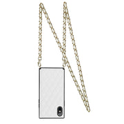 Elegante custodia antiurto in pelle microfibra con motivo rombico + TPU con tracolla a catena, For iPhone XS Max, For iPhone 11, For iPhone 11 Pro, For iPhone 11 Pro Max