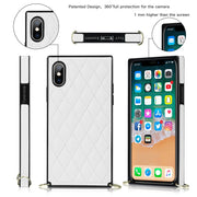 Elegante custodia antiurto in pelle microfibra con motivo rombico + TPU con tracolla a catena, For iPhone XS Max, For iPhone 11, For iPhone 11 Pro, For iPhone 11 Pro Max