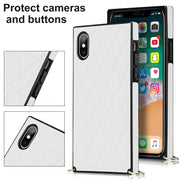 Elegante custodia antiurto in pelle microfibra con motivo rombico + TPU con tracolla a catena, For iPhone XS Max, For iPhone 11, For iPhone 11 Pro, For iPhone 11 Pro Max