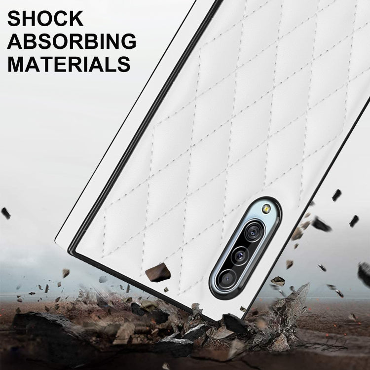 Elegante custodia antiurto in pelle microfibra con motivo rombico + TPU con tracolla a catena, For Samsung Galaxy A90 5G, For Samsung Galaxy Note10+, For Samsung Galaxy Note20 Ultra, For Samsung Galaxy S9+