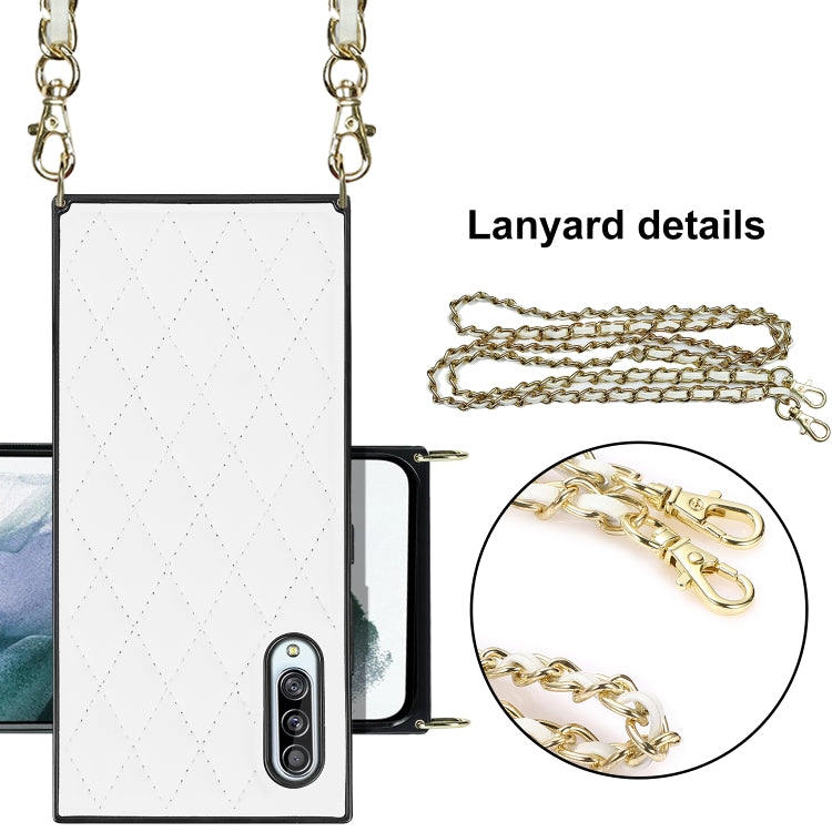 Elegante custodia antiurto in pelle microfibra con motivo rombico + TPU con tracolla a catena, For Samsung Galaxy A90 5G, For Samsung Galaxy Note10+, For Samsung Galaxy Note20 Ultra, For Samsung Galaxy S9+