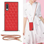Elegante custodia antiurto in pelle microfibra con motivo rombico + TPU con tracolla a catena, For Samsung Galaxy A90 5G, For Samsung Galaxy Note10+, For Samsung Galaxy Note20 Ultra, For Samsung Galaxy S9+