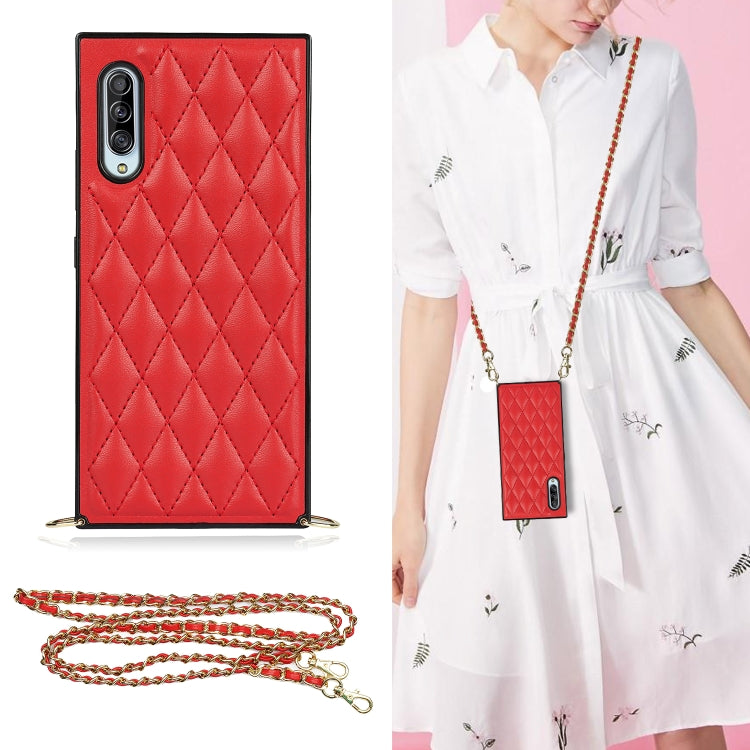 Elegante custodia antiurto in pelle microfibra con motivo rombico + TPU con tracolla a catena, For Samsung Galaxy A90 5G, For Samsung Galaxy Note10+, For Samsung Galaxy Note20 Ultra, For Samsung Galaxy S9+