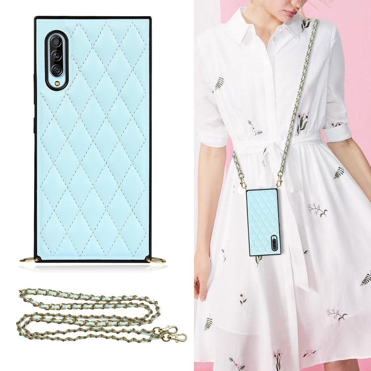 Elegante custodia antiurto in pelle microfibra con motivo rombico + TPU con tracolla a catena, For Samsung Galaxy A90 5G, For Samsung Galaxy Note10+, For Samsung Galaxy Note20 Ultra, For Samsung Galaxy S9+