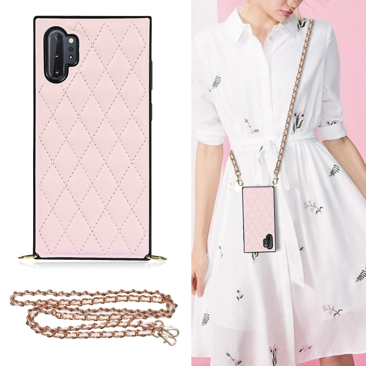 Elegante custodia antiurto in pelle microfibra con motivo rombico + TPU con tracolla a catena, For Samsung Galaxy A90 5G, For Samsung Galaxy Note10+, For Samsung Galaxy Note20 Ultra, For Samsung Galaxy S9+