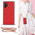 Elegante custodia antiurto in pelle microfibra con motivo rombico + TPU con tracolla a catena, For Samsung Galaxy A90 5G, For Samsung Galaxy Note10+, For Samsung Galaxy Note20 Ultra, For Samsung Galaxy S9+