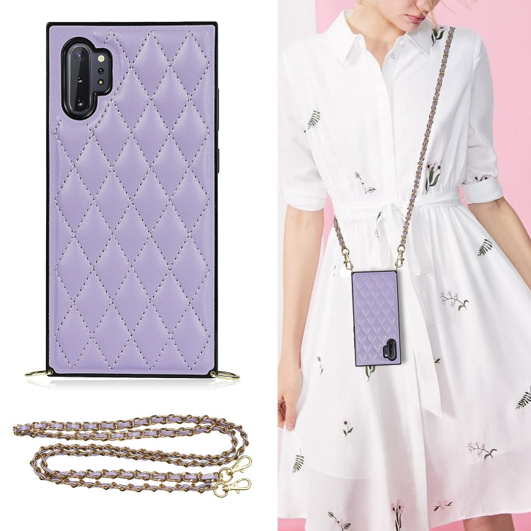 Elegante custodia antiurto in pelle microfibra con motivo rombico + TPU con tracolla a catena, For Samsung Galaxy A90 5G, For Samsung Galaxy Note10+, For Samsung Galaxy Note20 Ultra, For Samsung Galaxy S9+