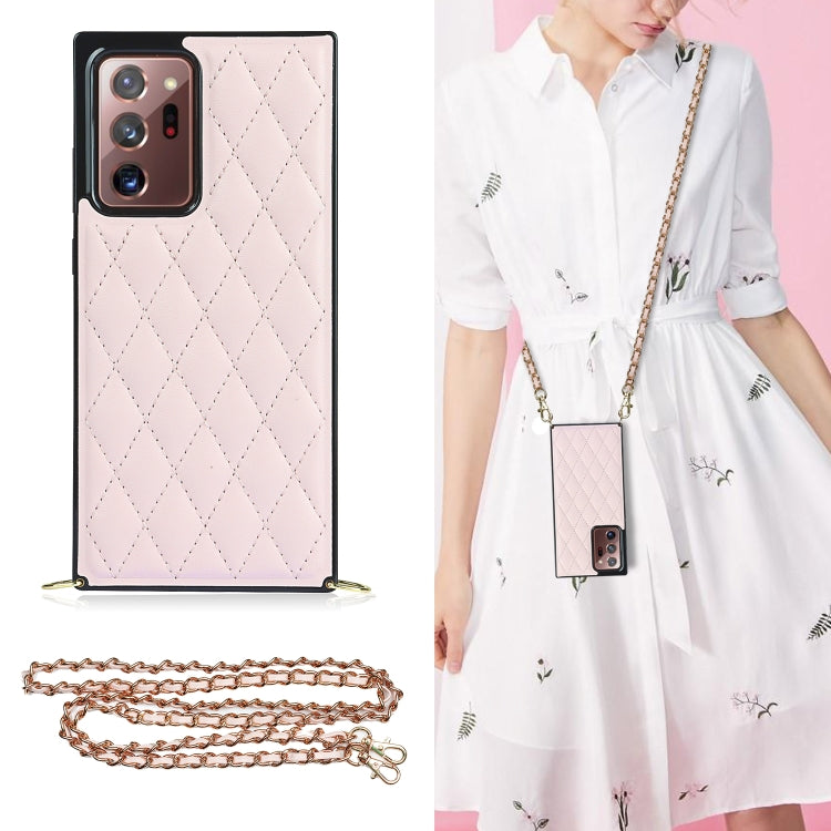 Elegante custodia antiurto in pelle microfibra con motivo rombico + TPU con tracolla a catena, For Samsung Galaxy A90 5G, For Samsung Galaxy Note10+, For Samsung Galaxy Note20 Ultra, For Samsung Galaxy S9+