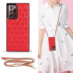Elegante custodia antiurto in pelle microfibra con motivo rombico + TPU con tracolla a catena, For Samsung Galaxy A90 5G, For Samsung Galaxy Note10+, For Samsung Galaxy Note20 Ultra, For Samsung Galaxy S9+