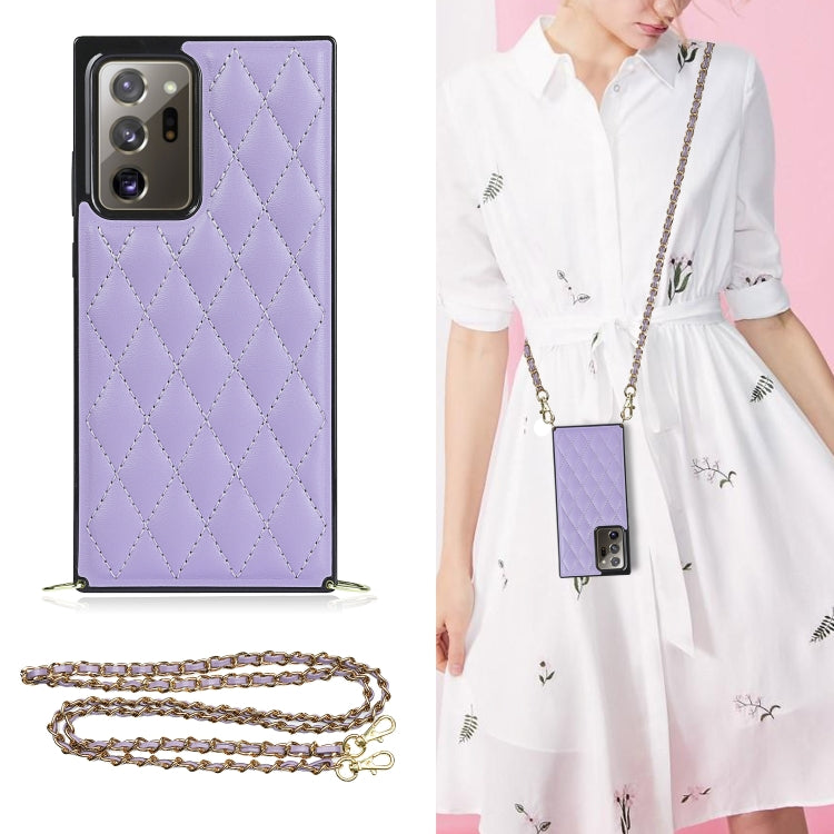 Elegante custodia antiurto in pelle microfibra con motivo rombico + TPU con tracolla a catena, For Samsung Galaxy A90 5G, For Samsung Galaxy Note10+, For Samsung Galaxy Note20 Ultra, For Samsung Galaxy S9+